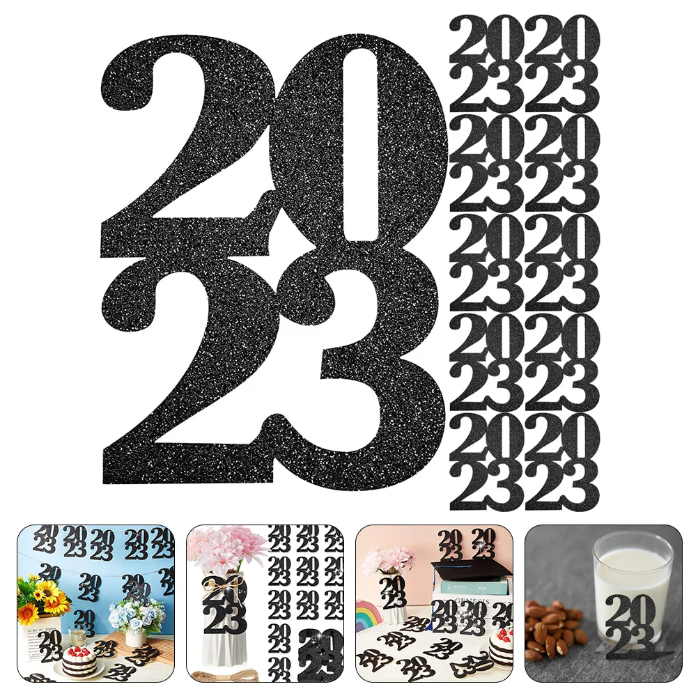 

40 Pcs Cupcake Toppers 2023 New Year Tags Graduation Decorative Home Glitter Picks Decorations Season