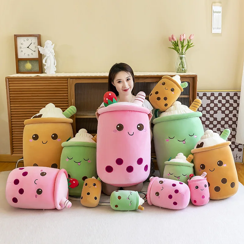 

Boba Plushies Bubble Tea Plush Toys Kawaii Plush Cup Shaped Pillow Real Life Food Stuffed Soft Back Cushion Kid Birthday Gift