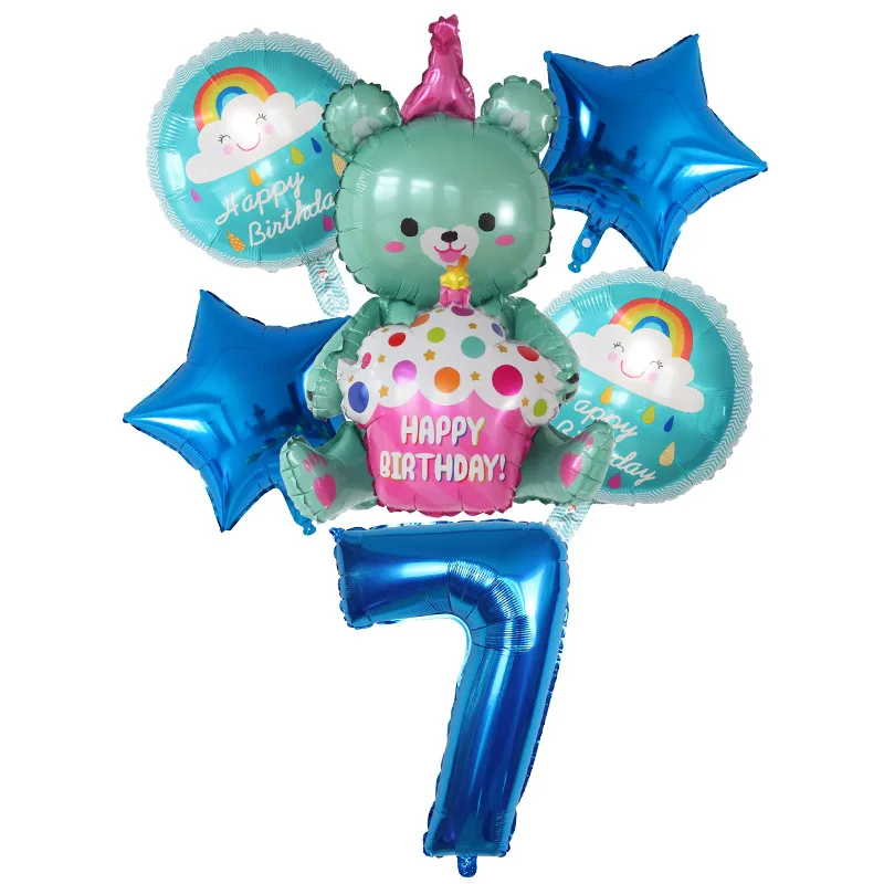 Фольгированный воздушный шар в виде медведя 1 2 3 4 реквизит для фотосъемки на день