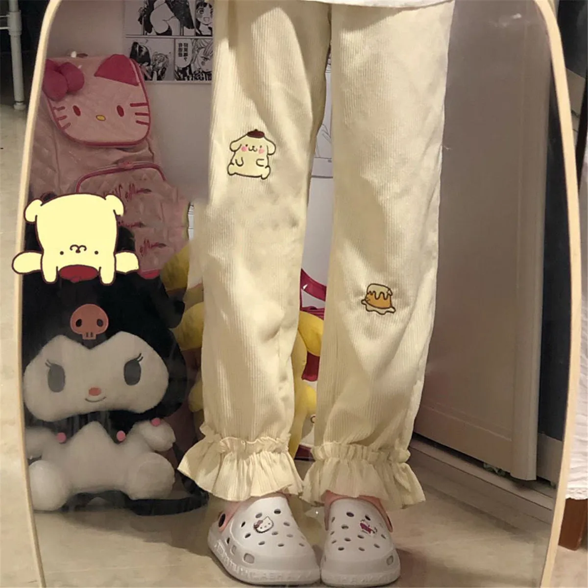 

Yellow Cartoon Pants Cool Harem Pants Fashion Kawaii Amine Jogger Trousers Loose Harajuku Elastics High Waist Streetwear Pants