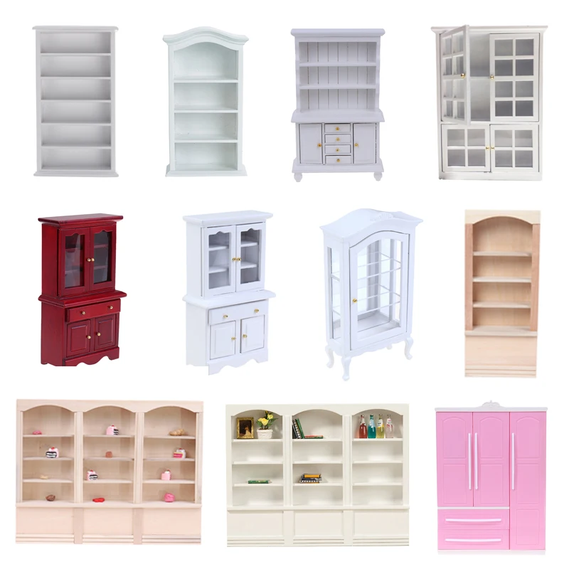 1:12 Dollhouse Miniature Bookcase Showcase Storage Cabinet Locker Display Cabinet Home Furniture Model Toy DollHouse Accessory
