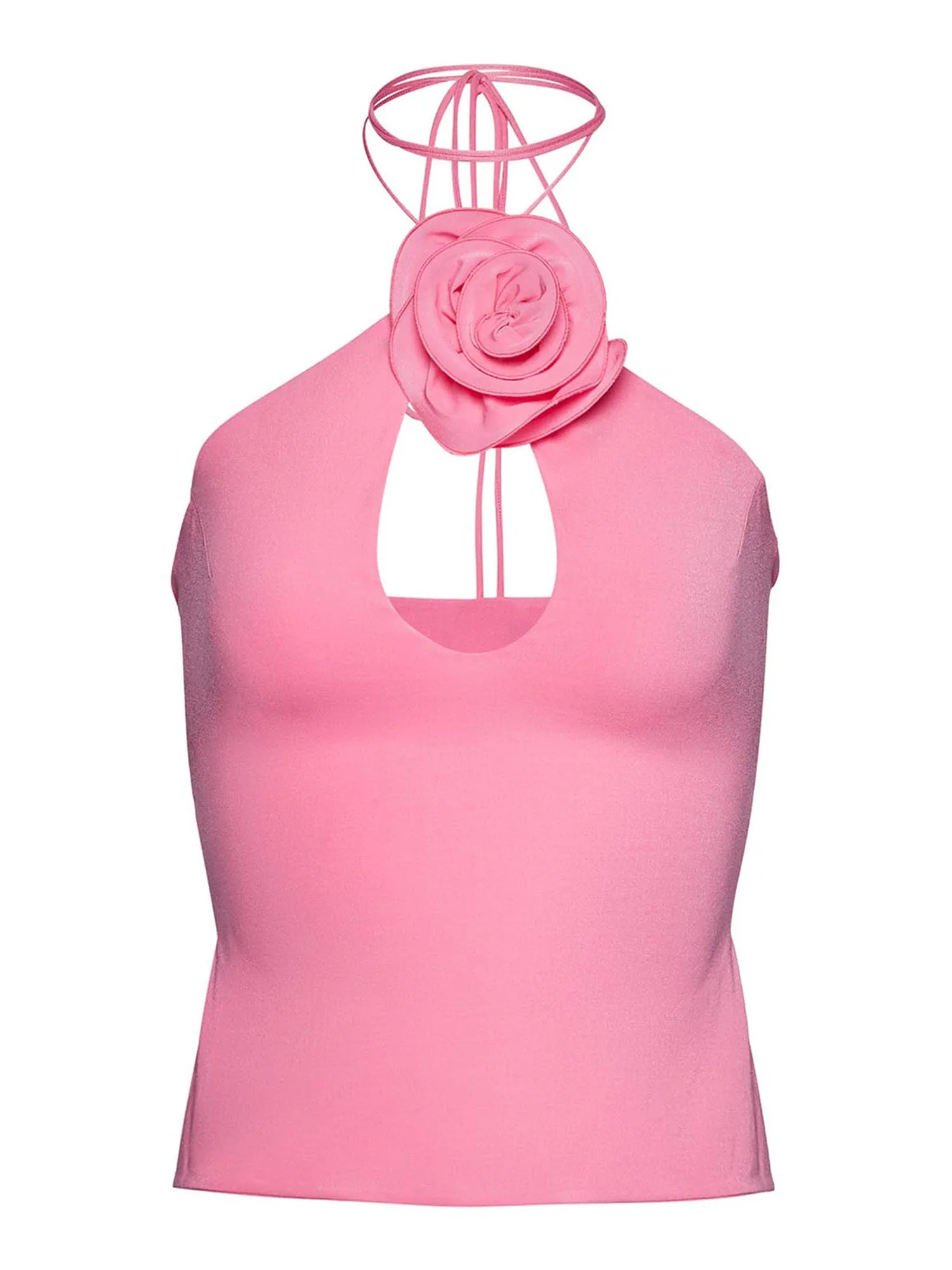 

SOLILOQUY Sexy 3D Flower Crop Top for Women Summer Y2K Off-shoulder Sleeveless Halter Tank Top Vintage Backless Vest Shirt B