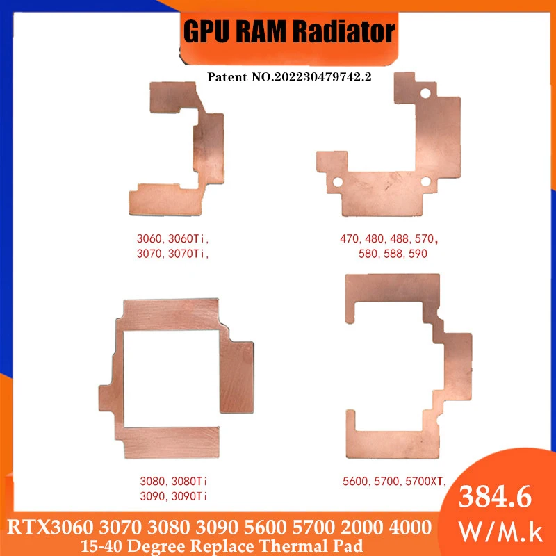 GPU VRAM Memory Cooler แผ่นความร้อนทองแดงฮีทซิงค์สนับสนุนยี่ห้อ Miner GPU Water Block RTX3060 3070 3080 3090