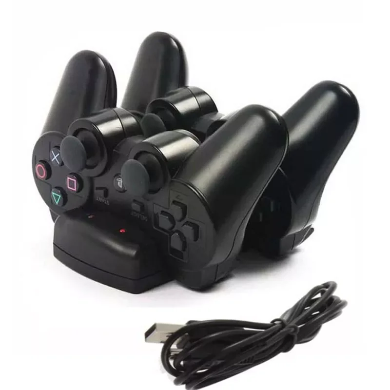 

NEW2023 Dual Charging Holder Dock Charger Stand +USB Power Cable Cord for playstation Dualshock 3 PS3 Gamepad Controller Move Na