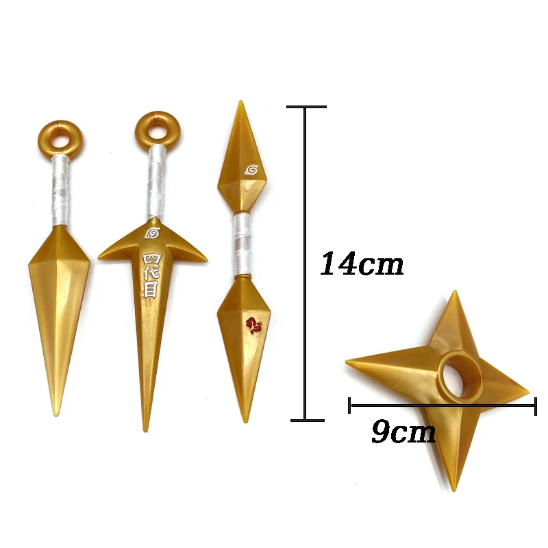 Аниме Наруто модель золотого шурикена кунаи игрушки фигурки ниндзя реквизит для