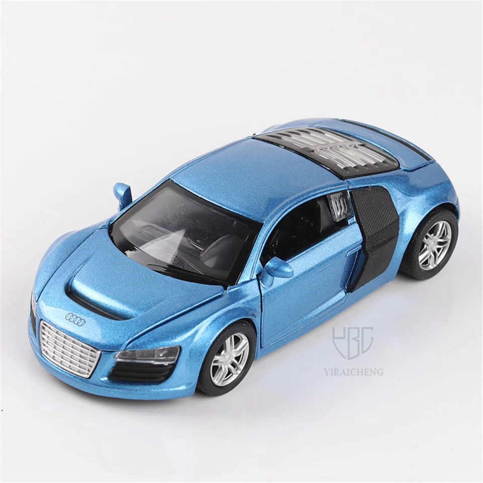 1/32 Ауди R8 Модель автомобиля игрушка из сплава с металлическим кузовом, с подсветкой, симуляция детская подарок на День рождения.