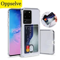 shockproof transparent phone case for samsung s20 plus ultra s10 s9 s8 note 10 pro 9 a91 soft silicone wallet cover card holder