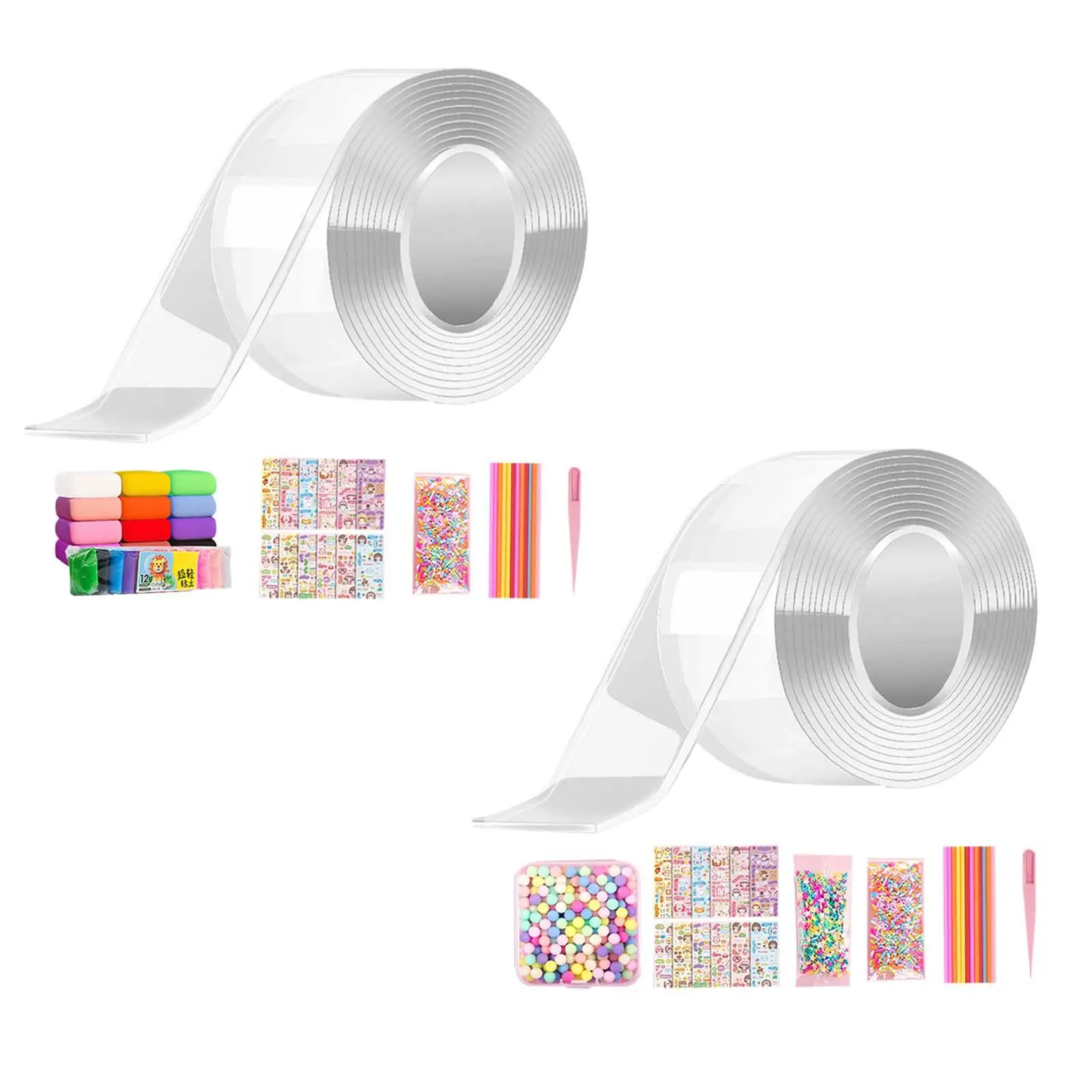 

Clear Sticky with Stickers Reusable Non Marking Strong for DIY Craft Handmade Ball Pinch Toy Making Blowing Bubble