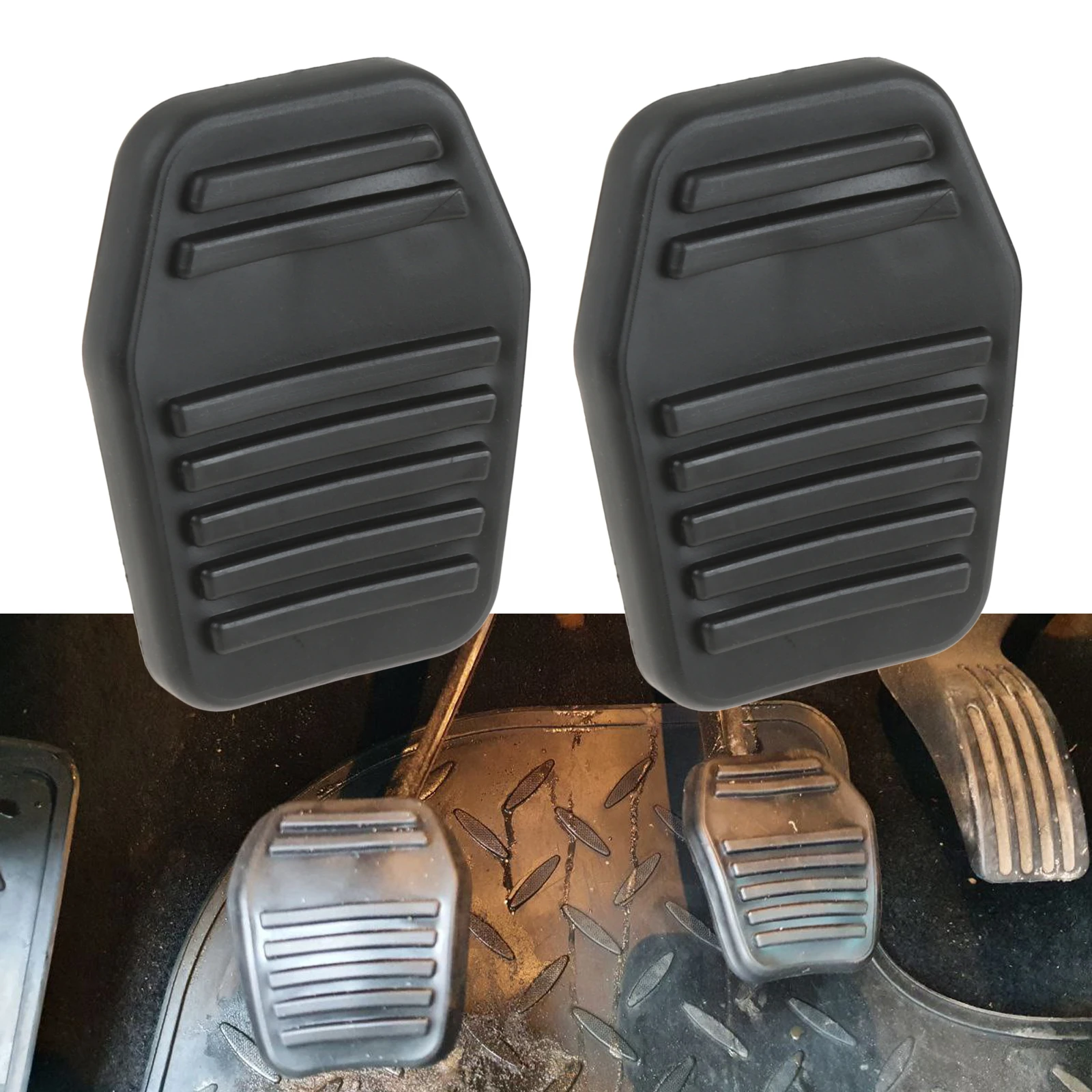2Pcs Rubber Brake Clutch Foot Pedal Pad Covers 6789917 For Ford Focus MK1 Fusion JU Mondeo MK3 Scorpio Fiesta 5 Transit Connect