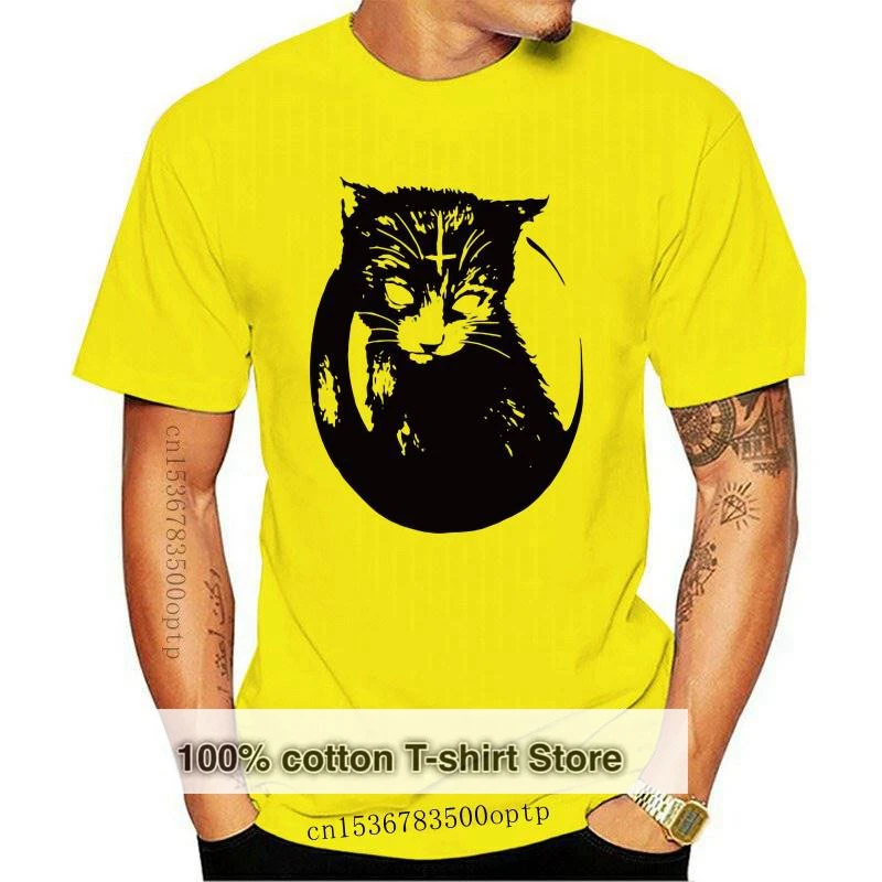 

New EU Size Tshirt For Men T-shirts Cool Heaven Satan Cat Camiseta Inspired Design White Short Sleeved 100% Cotton T shirt