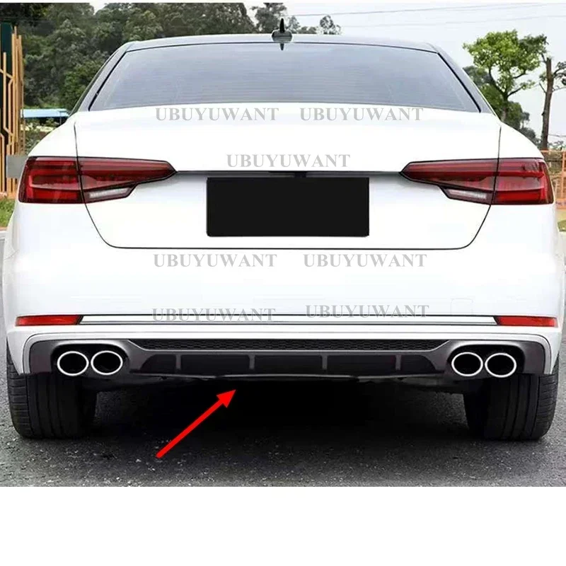 Фото Для Audi A4 B9 Standard/S-Line Sedan, черный/под карбон, задний диффузор-спойлер, 2017-2019, в стиле S4 №2