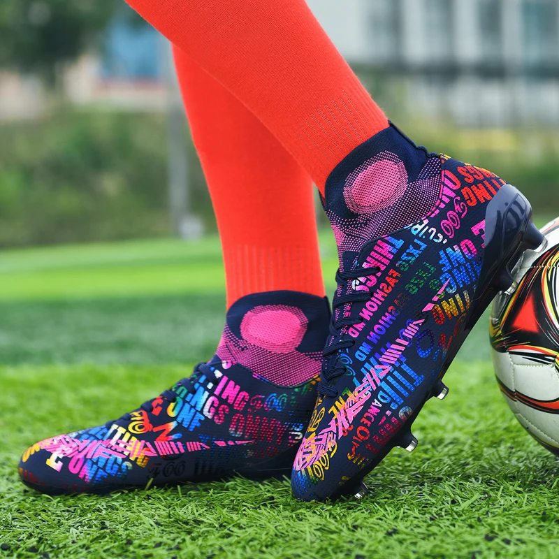 SENAGE Professional Soccer Shoes Teenager Adult High-Top FG Ankle Football Boots Lightweight Breathable Soccer Cleats Size 33-46