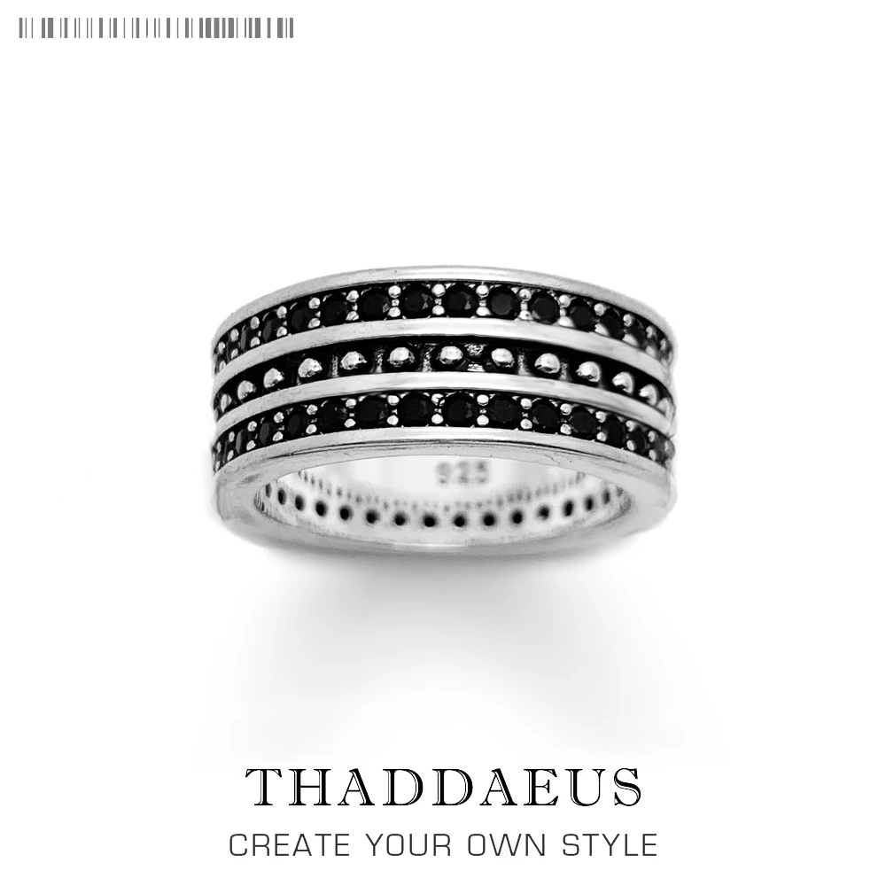 

Band Ring Black Europe Style Soul Jewelry Fine Jewerly For Women Spring Gift In 925 Sterling Silver