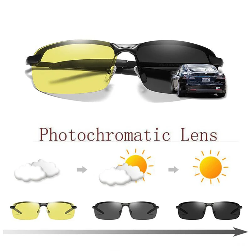 

Day Night Photochromic Polarized Sunglasses Men's Sunglasses for Drivers Male Safety Driving Fishing UV400 Sun Glasses