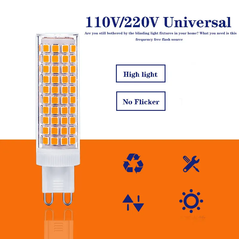 

Название товара wholesale Самая яркая светодиодная лампа G9 AC110V 220V 5W 15W 25W Керамическая светодиодная лампа SMD2835 Теплый/холодный белый прожектор заменить галогенную лампу Код товара