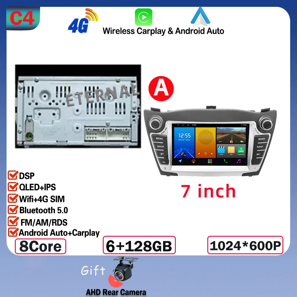 

Автомобильный радиоприемник Android 15 для Hyundai Tucson 2 LM IX35 2005-2015 Мультимедийный плеер 4G Wi-Fi GPS DSP DVD Carplay Автораadio Стерео