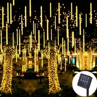 8 tubes meteor shower solar led string fairy lights garlands christmas tree decorations for outdoor wedding garden street lights