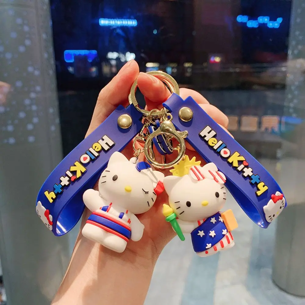 

Kawaii Toys Sanrio Keychain Hello Kitty Anime Key Buckle School Bag Backpack Mobile Pendant Pvc Keyring Girls Xmas Small Gifts
