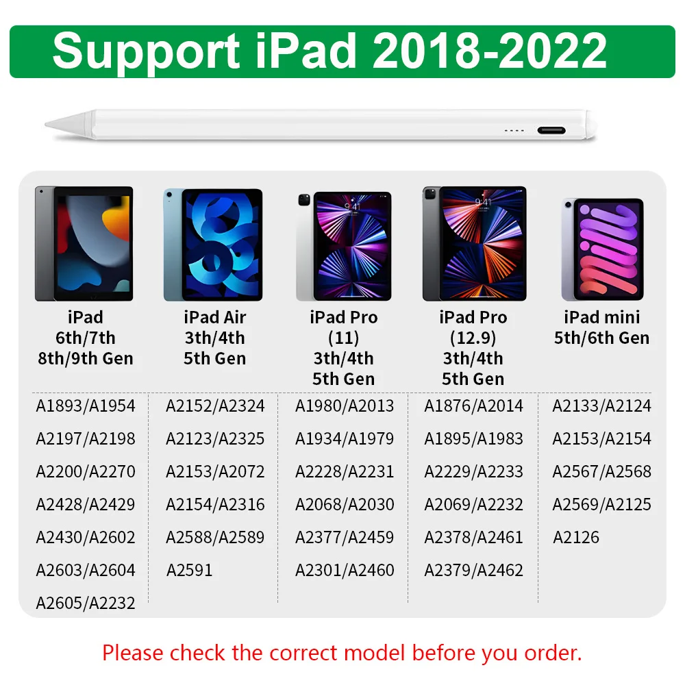 Стилус для Apple Pencil iPad аксессуары 2022 2021 2020 2019 2018 Pro Air Mini Power стилус дисплея
