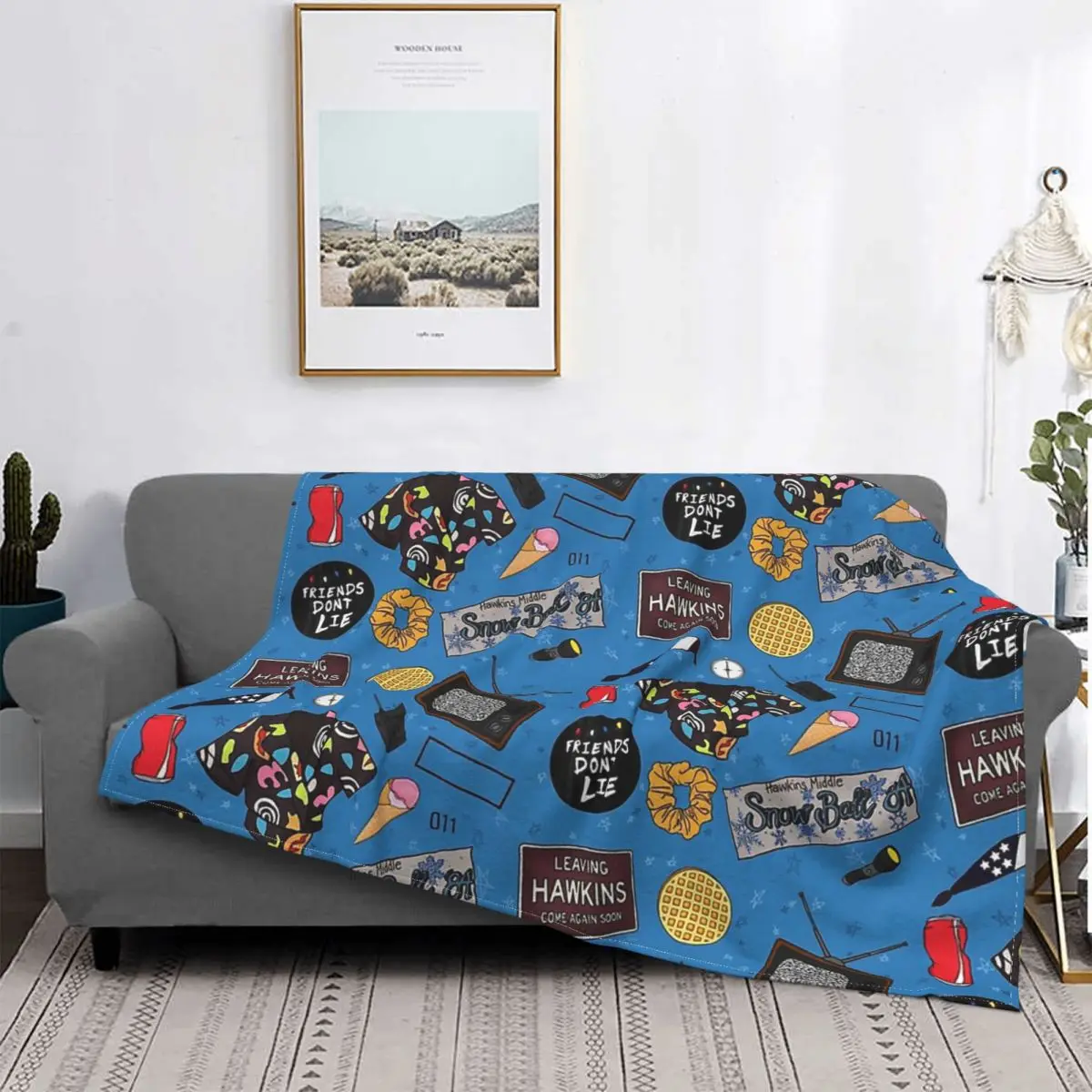 

Портативные теплые пледы с коллажем из фильма «очень странные дела»