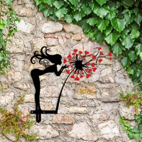 creative flower sculpture silhouette garden decor outdoor metal art iron home yard wall tree figurines hand metal crafts statue