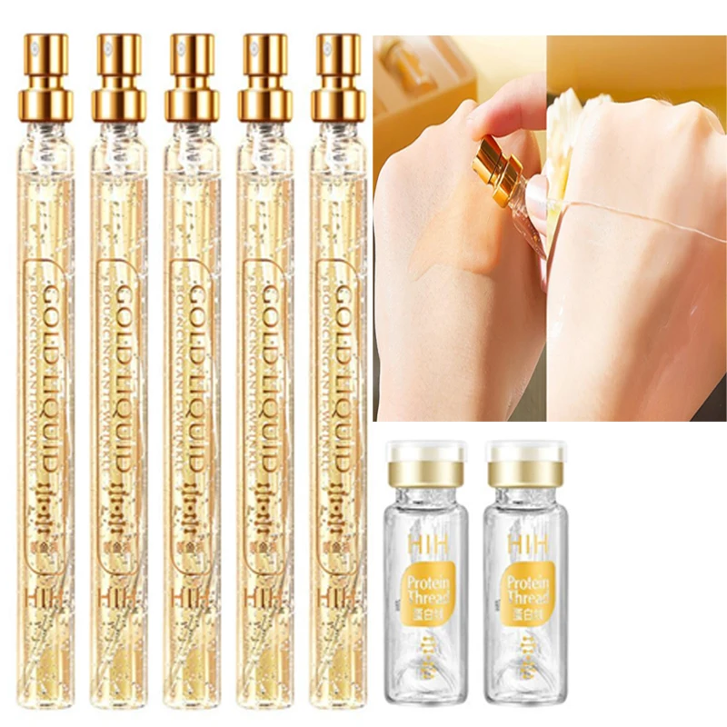 

24K Gold Face Serum Active Collagen Face Lifting Threads Anti Aging Essence Firming Moisturizing Hyaluronic Skin Care