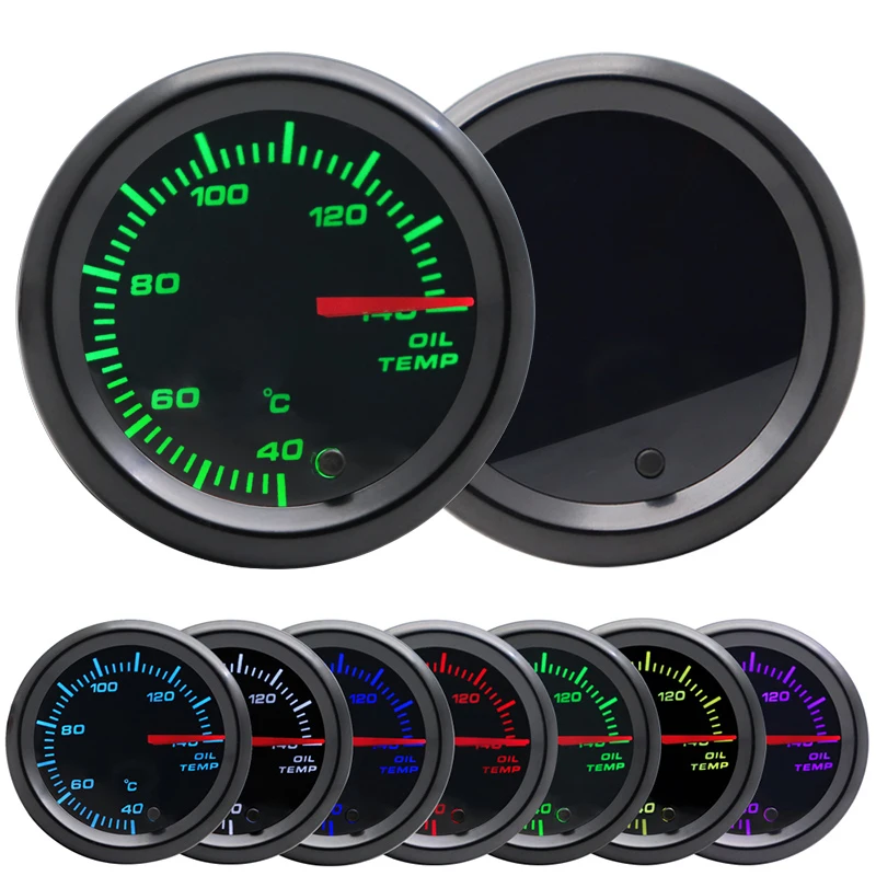 

Универсальный тонированный автомобильный измеритель температуры масла, 2 дюйма, 52 мм, 7 цветов, 40-140 градусов Цельсия, с датчиком 12 В