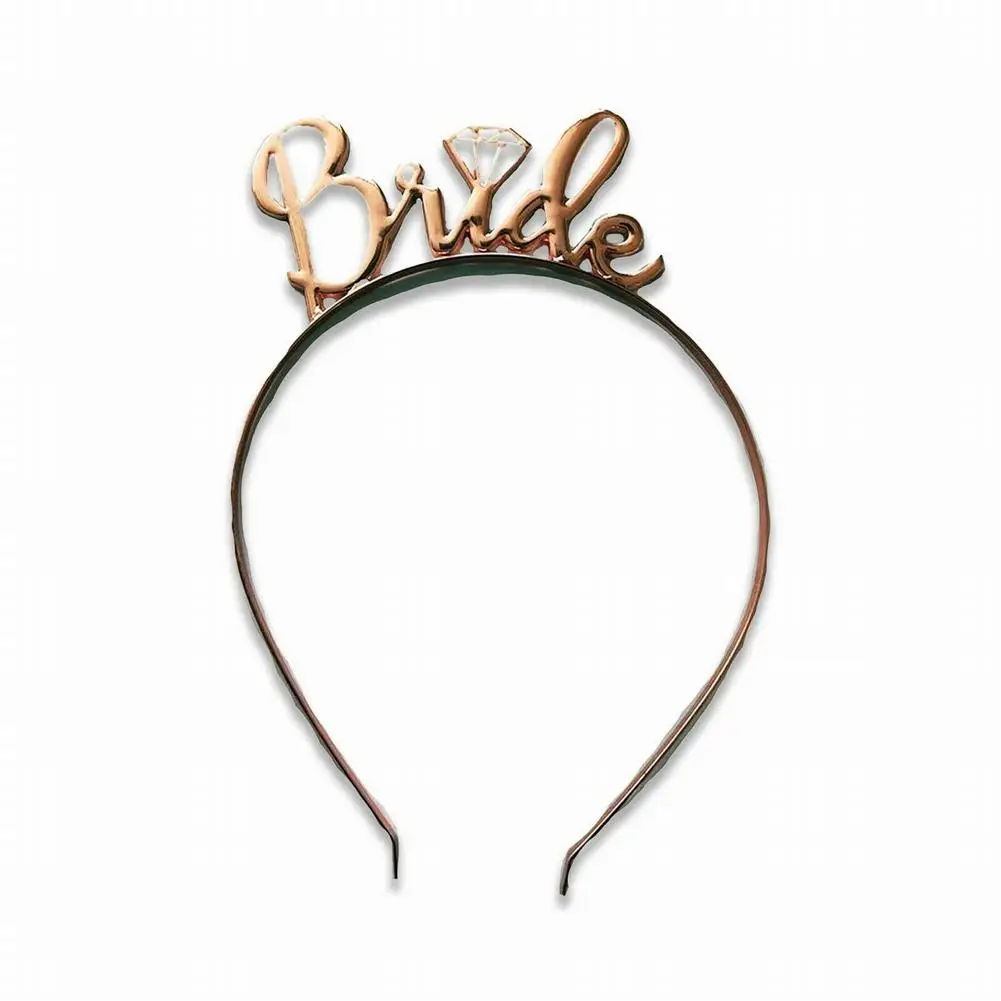 

2Pcs/Set Bride Veil Crown Rose Gold For Bachelorette Party Decoration Wedding Decor PhotographyBride To Be Accessories