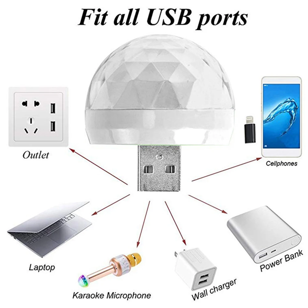 

2PCS 5V USB Colorful Atmosphere Lights 3W Fit Car Interior Neon LED RGB Lamp Mini Ambient 120 Degrees Decorative Lamps Parts