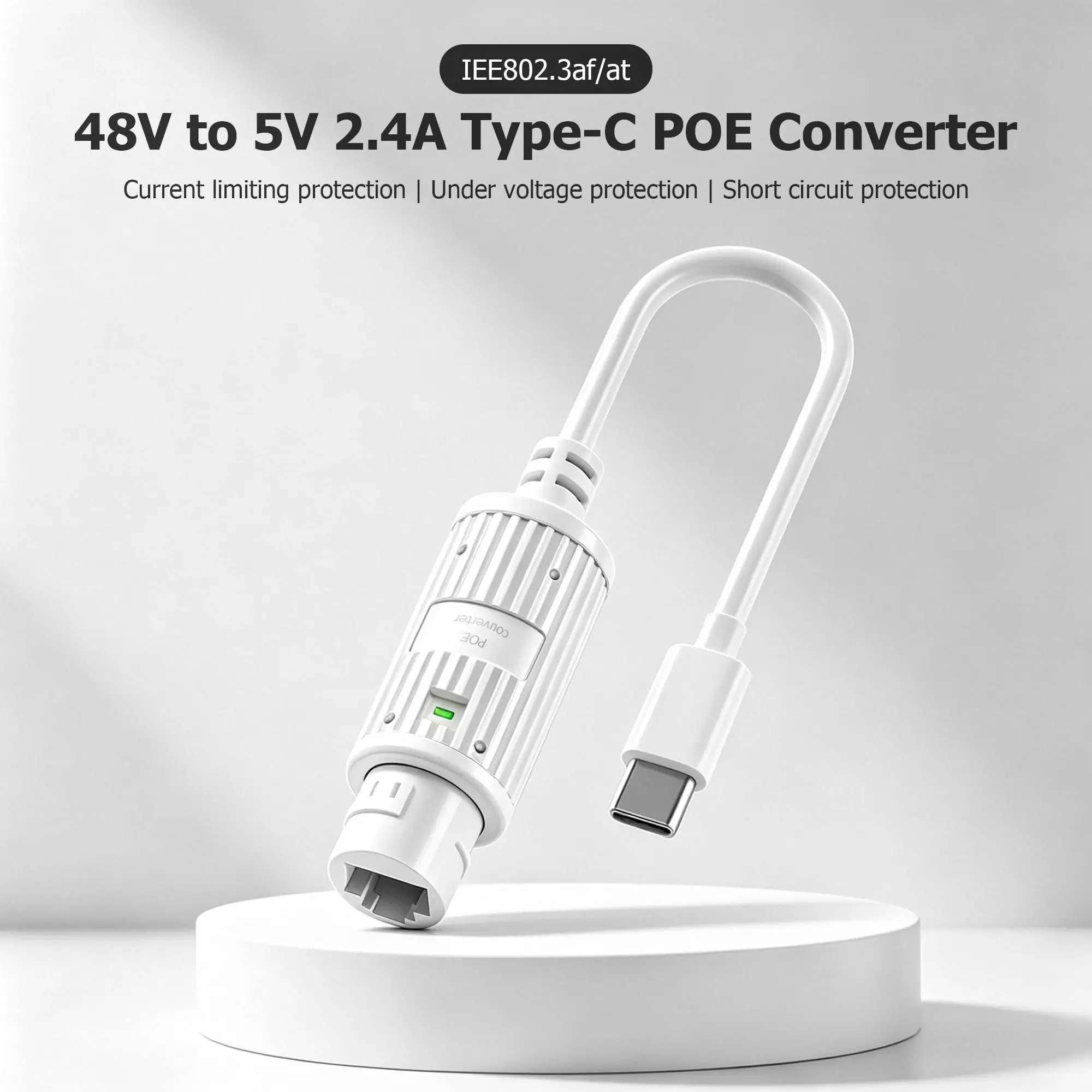 Фото Преобразователь питания POE в USB-C, водонепроницаемый, для наружного использования, с разъемом RJ45 (женский) на Type-C (мужской), адаптер для зарядки камер видеонаблюдения №2