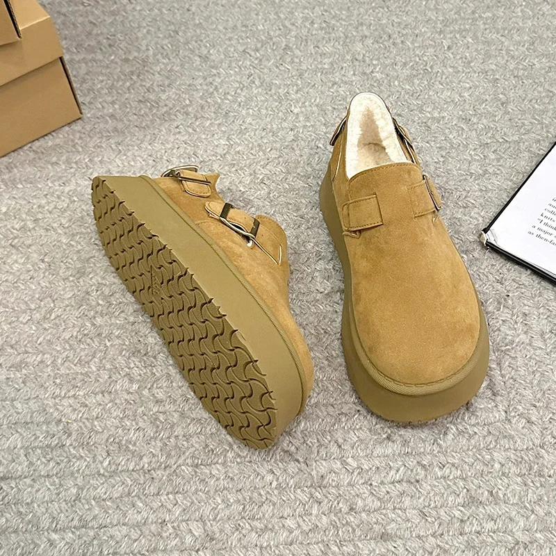 2024 женские шлепанцы меховые зимние ботинки на плоской подошве