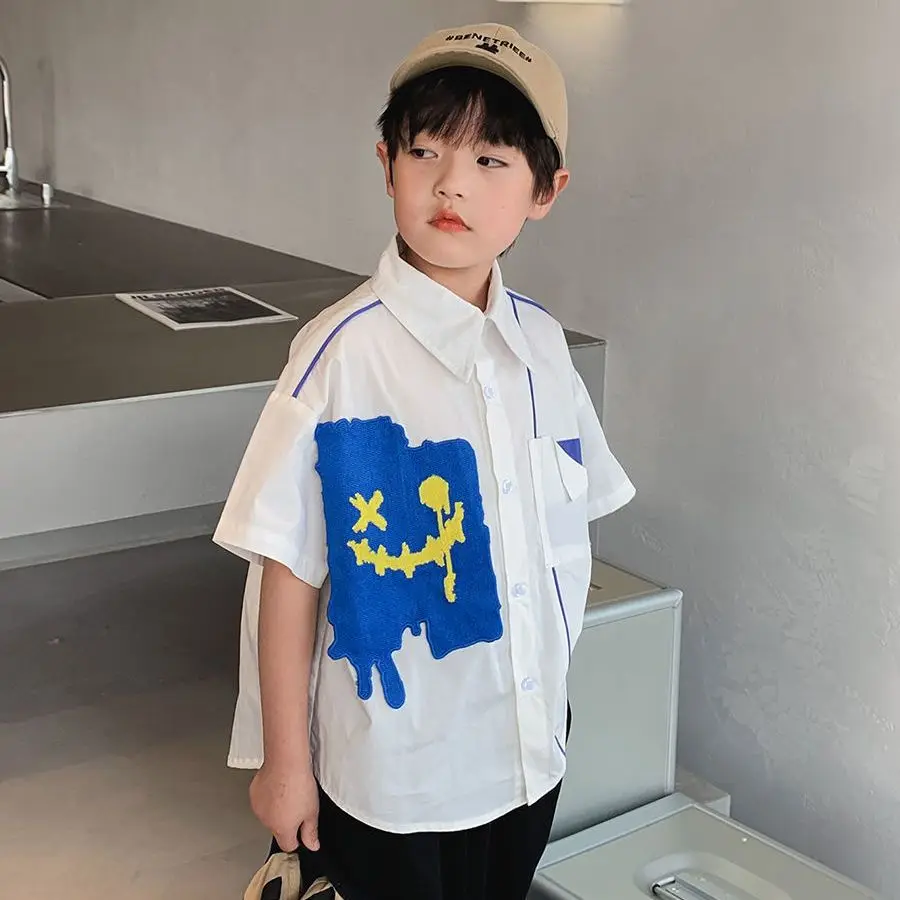 

New Fashion Teenage Shirts for Boys Long Sleeve Cotton Blouse Kids Boys Shirts With Buttons for Children Clothes School Clothing