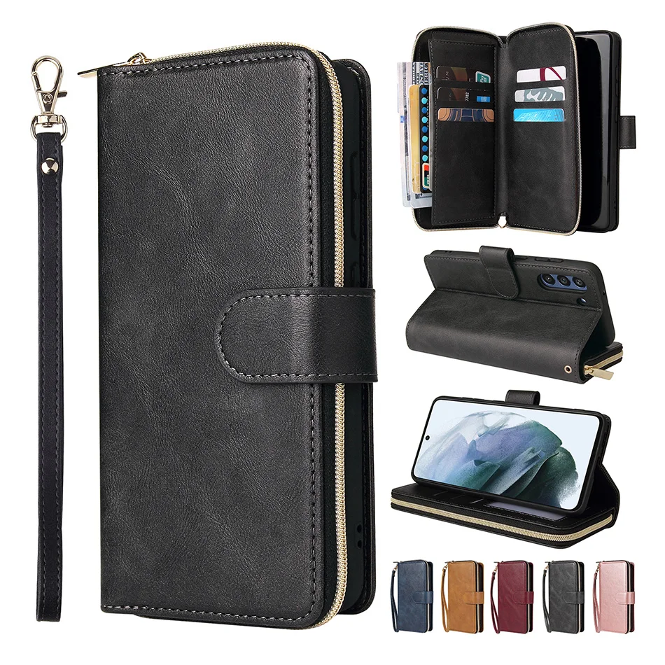 

Luxury Zipper Wallet Flip Leather Case For Samsung Galaxy A01 A12 A32 A42 A52 A72 A10 A20 A30 A40 A50 A70 Multi Card Slots Cover