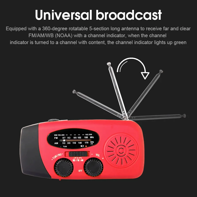 solar hand crank radio mini portable amfmnoaa weather radio with multifunctional flashlight emergency power supplybank free global shipping