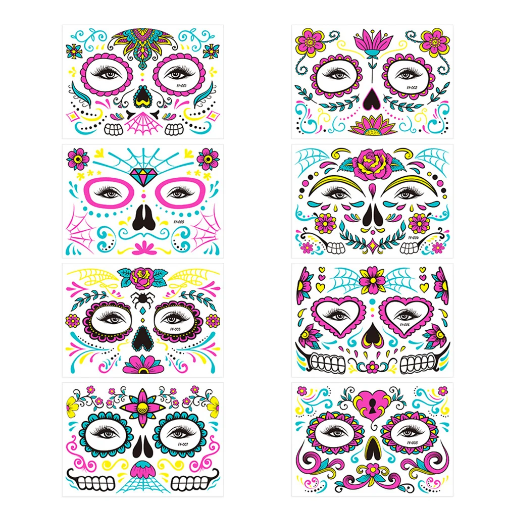 

Halloween Face The Stickersglowdark Sticker Temporaryday Makeup Deaddecals Facial Accessories Costumepartylingerie Ink Rose