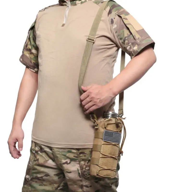 

Mountaineering Water Bottle Bag Tactical Hunting Camping 1000D Nylon 800ML Large Capacity Shoulder Kettle Holder