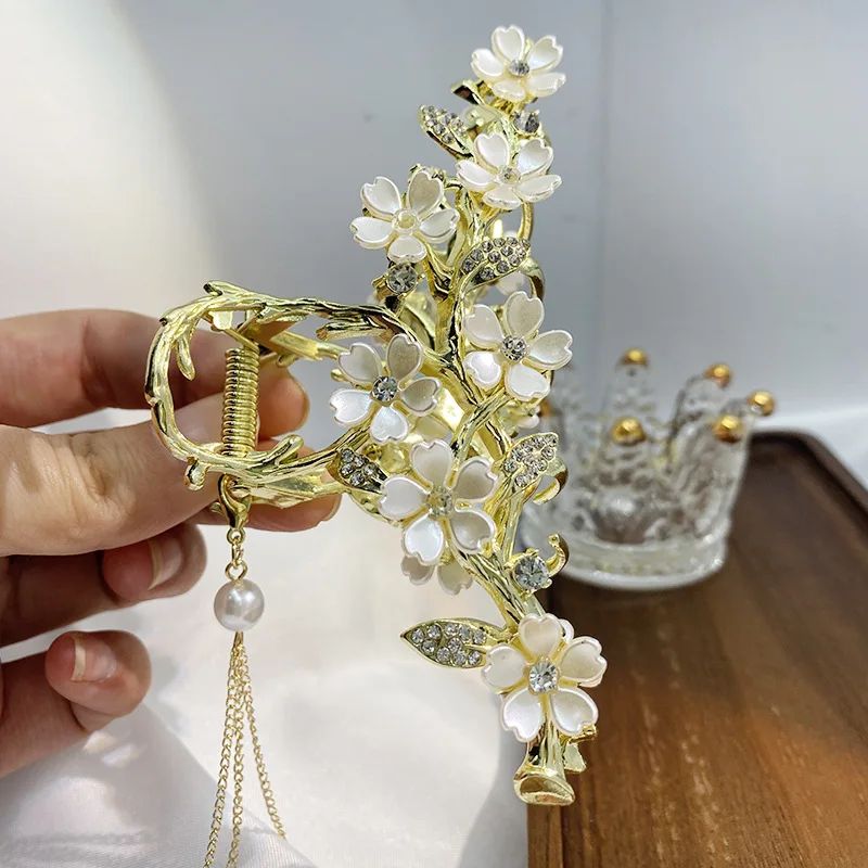 Элегантные цветы искусственные листья жемчужная бахрома заколка для волос