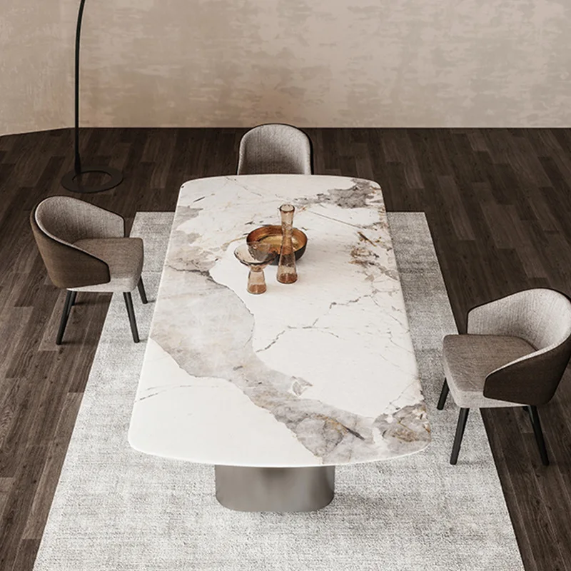 

Italian light luxury rock board dining table modern simple living room high-grade dining table