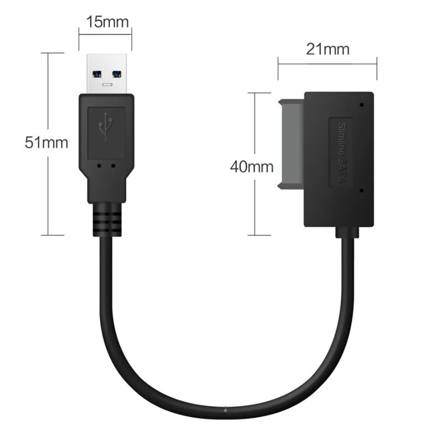 Мини-переходник SATA USB 2.0 к Sata II 7+6 13Pin, кабель-переходник, устойчивый стиль для ноутбука, ноутбука, CDDVD ROM, тонкий диск HDD (art.: 3920ced3b5cbe) - 3920ced3b5cbe