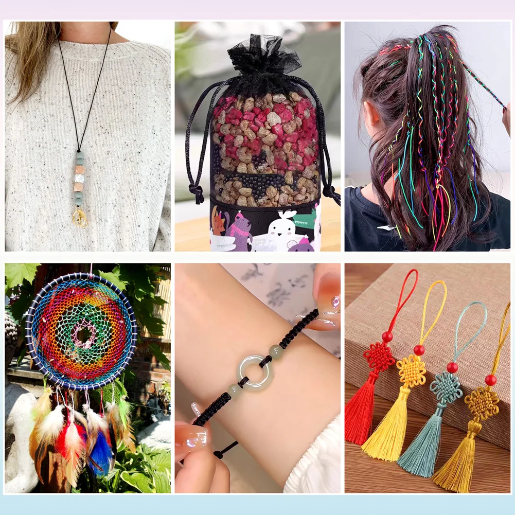 Нейлоновый шнур для макраме 1/1 5/2 мм красная черная белая атласная погремушка