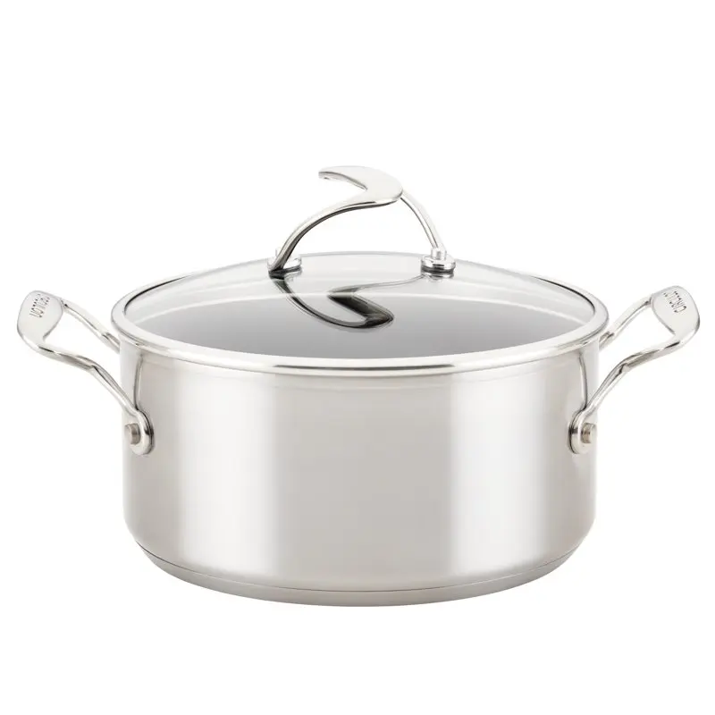 

4Qt Stainless Steel Saucepan with Lid and SteelShield Hybrid Stainless and Nonstick Technology, Silver Soup Pot Noodles Saucepan