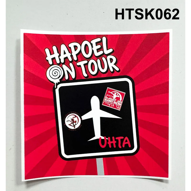 Фото Наклейки Hapoel Tel Aviv FC Ultras Hapoel On Tour 9*9 см для автомобиля, сумки, кружки, стены, холодильника, группа IV №5