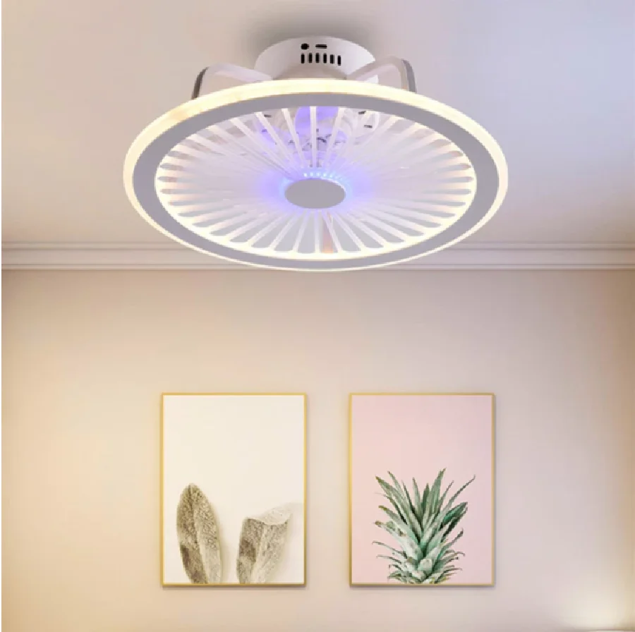 

HengYuan lighting intelligent ceiling fan lamp modern design led creative lamp bedroom study restaurant three color remote co