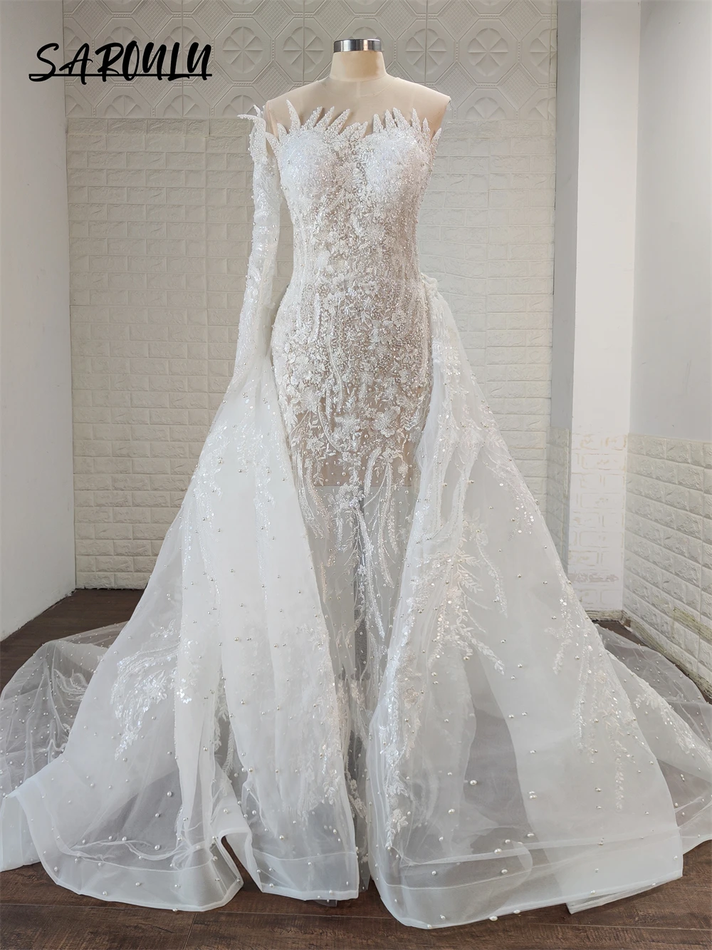 100% реальные изображения Свадебное платье с бисером два предмета женское со