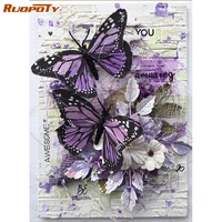 ruopoty framed painting by number purple butterfly animal handpainted kits picture by numbers for children unique gift wall art