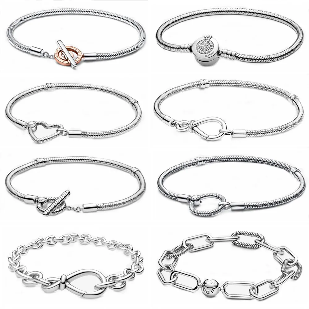 

Hot Sale Jewelry For Women 925 Sterling Silver Beadeds Abalorios Pulseras DIY Charms Fit Original Pandora Argent Beads Bracelets