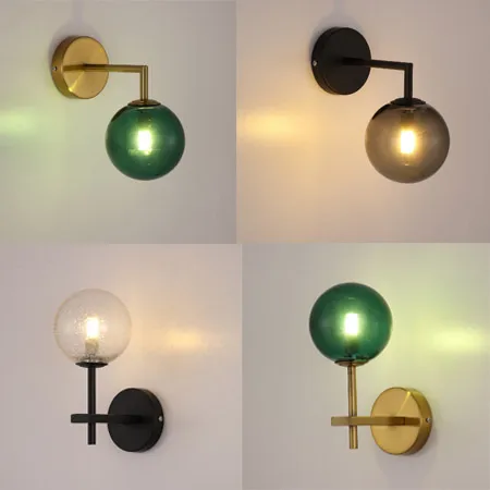 

Green Glass Wall Lamp Creative Designer Bedroom Wall Sconce for Bedside Background Wall Aisle Balcony Decoration Salon Lighting