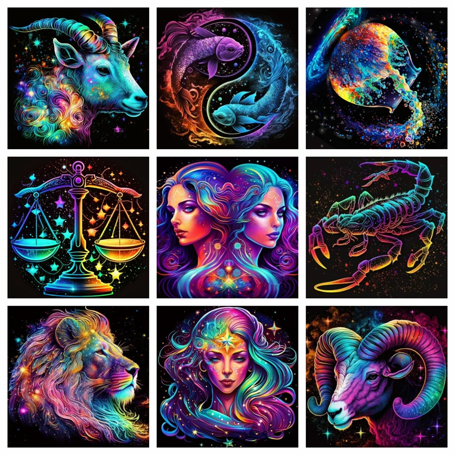 Полный Набор Алмазной Живописи Зодиак Созвездие Фэнтези Звездная Ночь