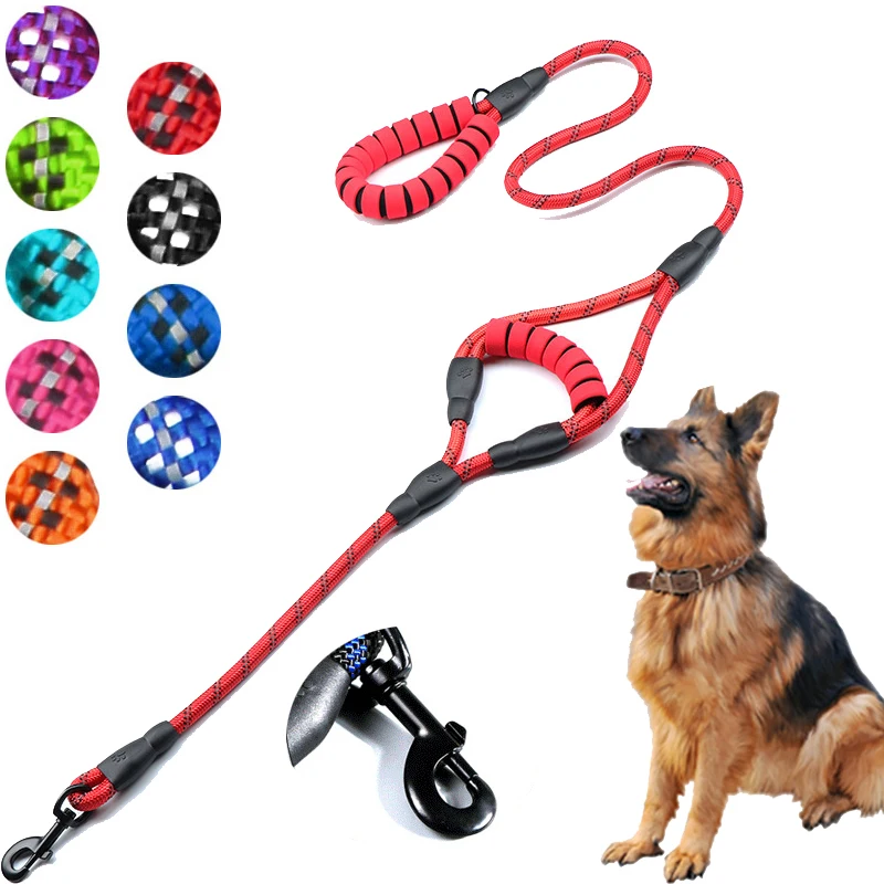 

Puppy Nylon Reflective Leashes Pet Dogs Chain Traction Rope Double Soft Handle Leash Training Walking Leads for Dog Pet Supplies