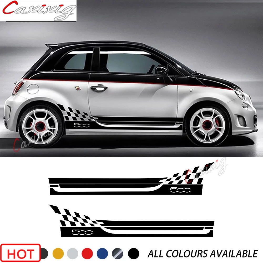 

2 Pcs Abarth Door Side Stripes Sticker Racing Lattice Car Styling Body Decoration Decal For Fiat 500 Bravo Palio Accessories